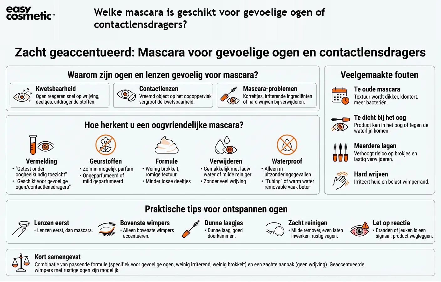 Welke mascara is geschikt voor gevoelige ogen of contactlensdragers?