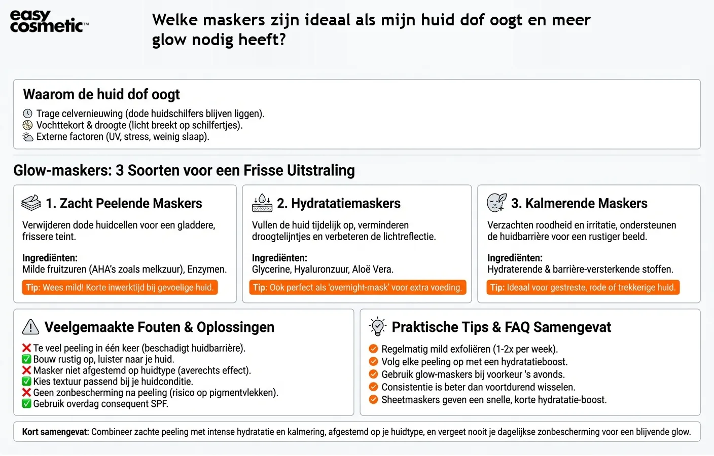 Welke maskers zijn ideaal als mijn huid dof oogt en meer glow nodig heeft?