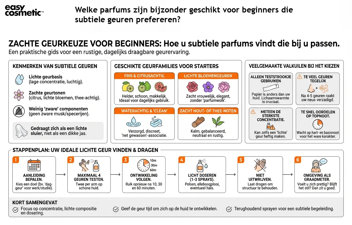 Welke parfums zijn bijzonder geschikt voor beginners die subtiele geuren prefereren?