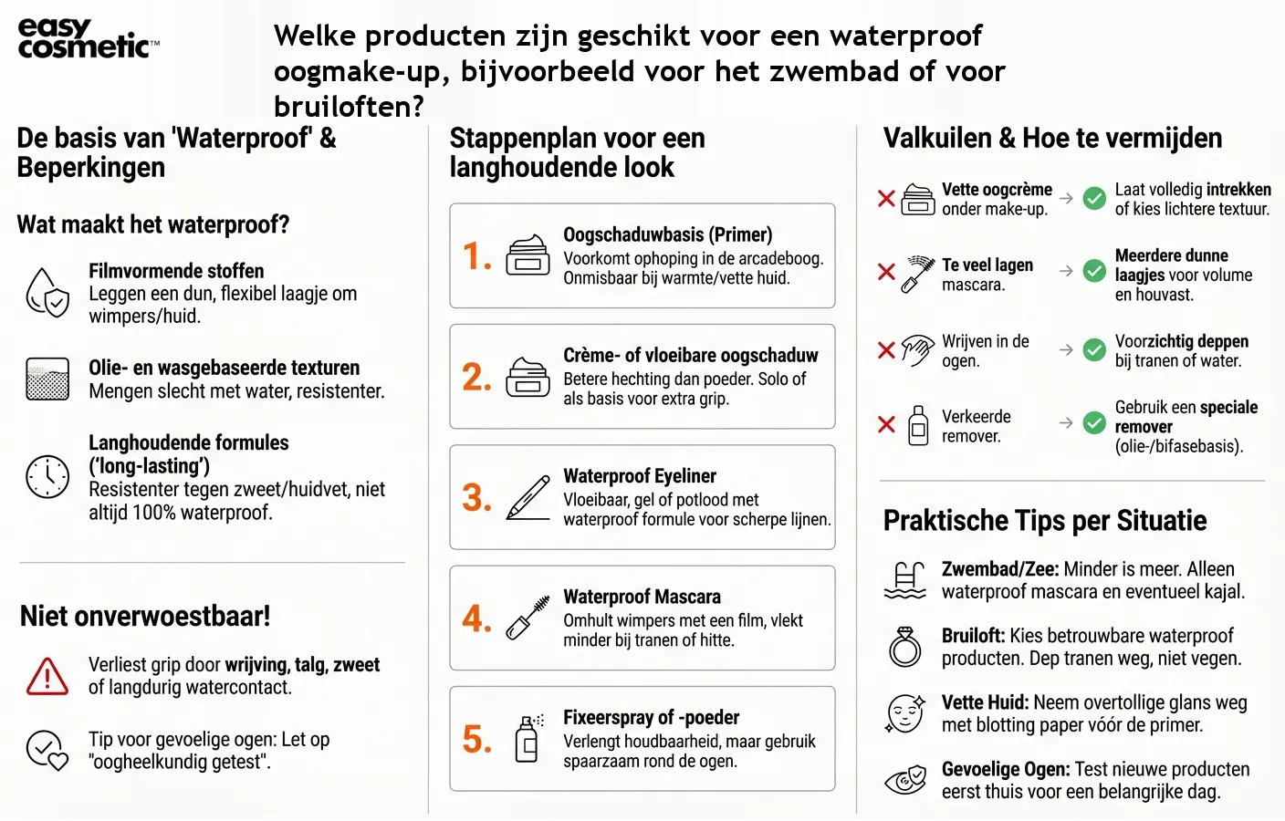 Welke producten zijn geschikt voor een waterproof oogmake-up, bijvoorbeeld voor het zwembad of voor bruiloften?