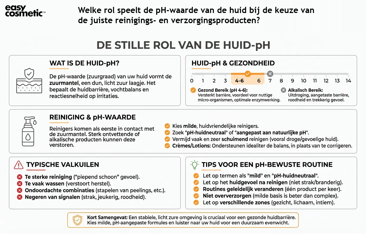 Welke rol speelt de pH-waarde van de huid bij de keuze van de juiste reinigings- en verzorgingsproducten?