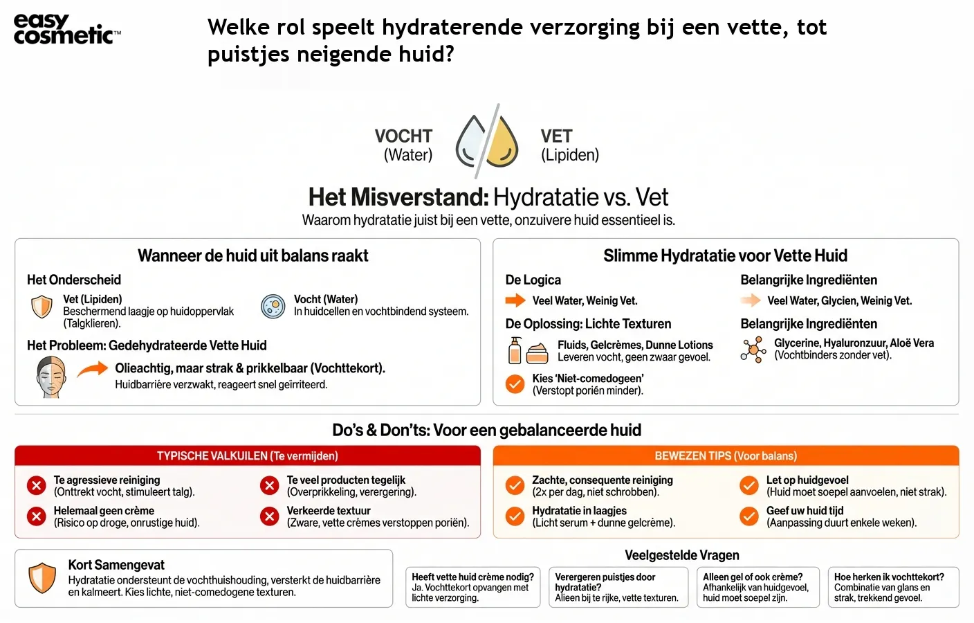 Welke rol speelt hydraterende verzorging bij een vette, tot puistjes neigende huid?