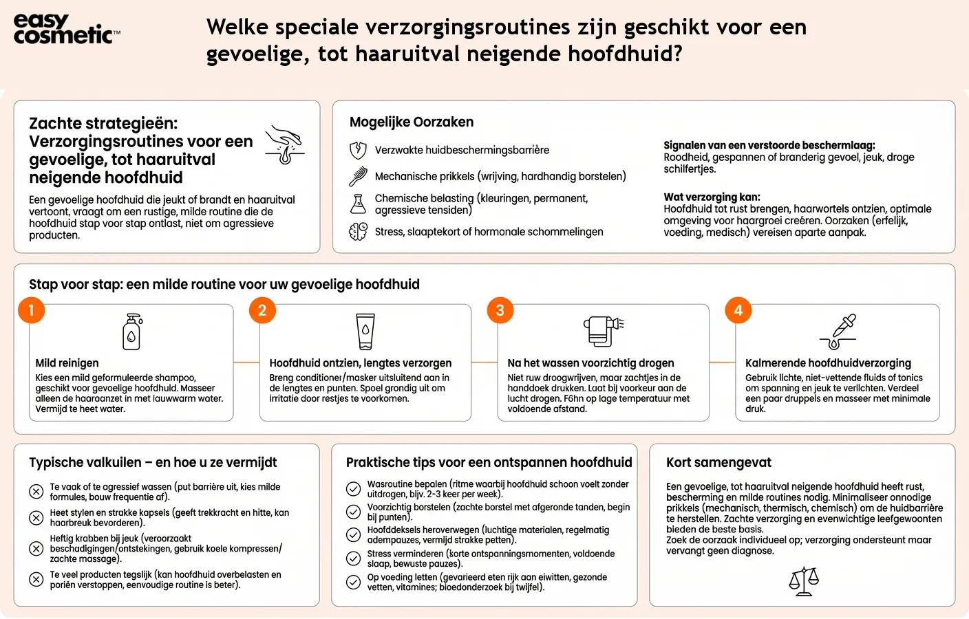 Welke speciale verzorgingsroutines zijn geschikt voor een gevoelige, tot haaruitval neigende hoofdhuid?