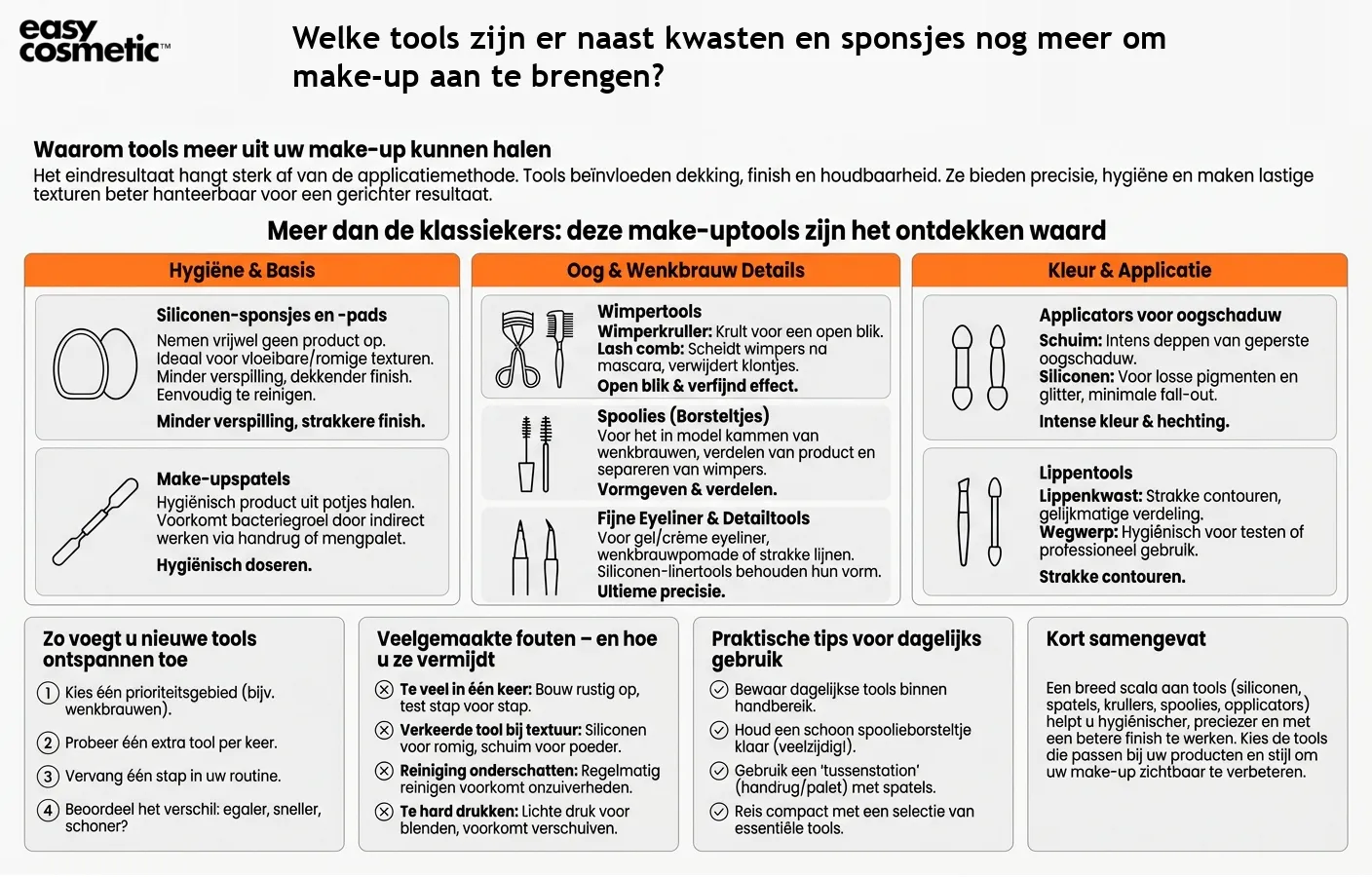 Welke tools zijn er naast kwasten en sponsjes nog meer om make-up aan te brengen?