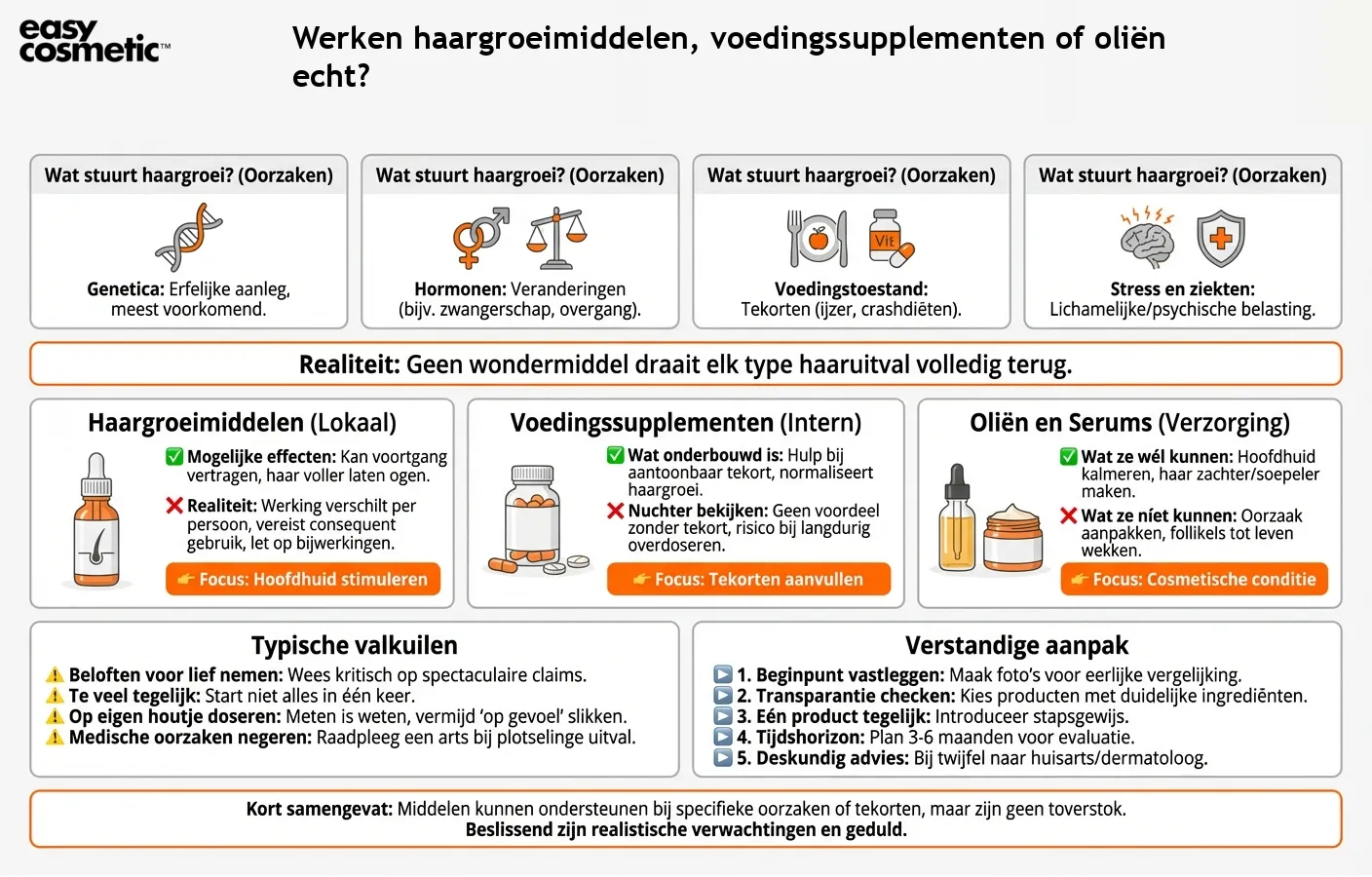 Werken haargroeimiddelen, voedingssupplementen of oliën echt?
