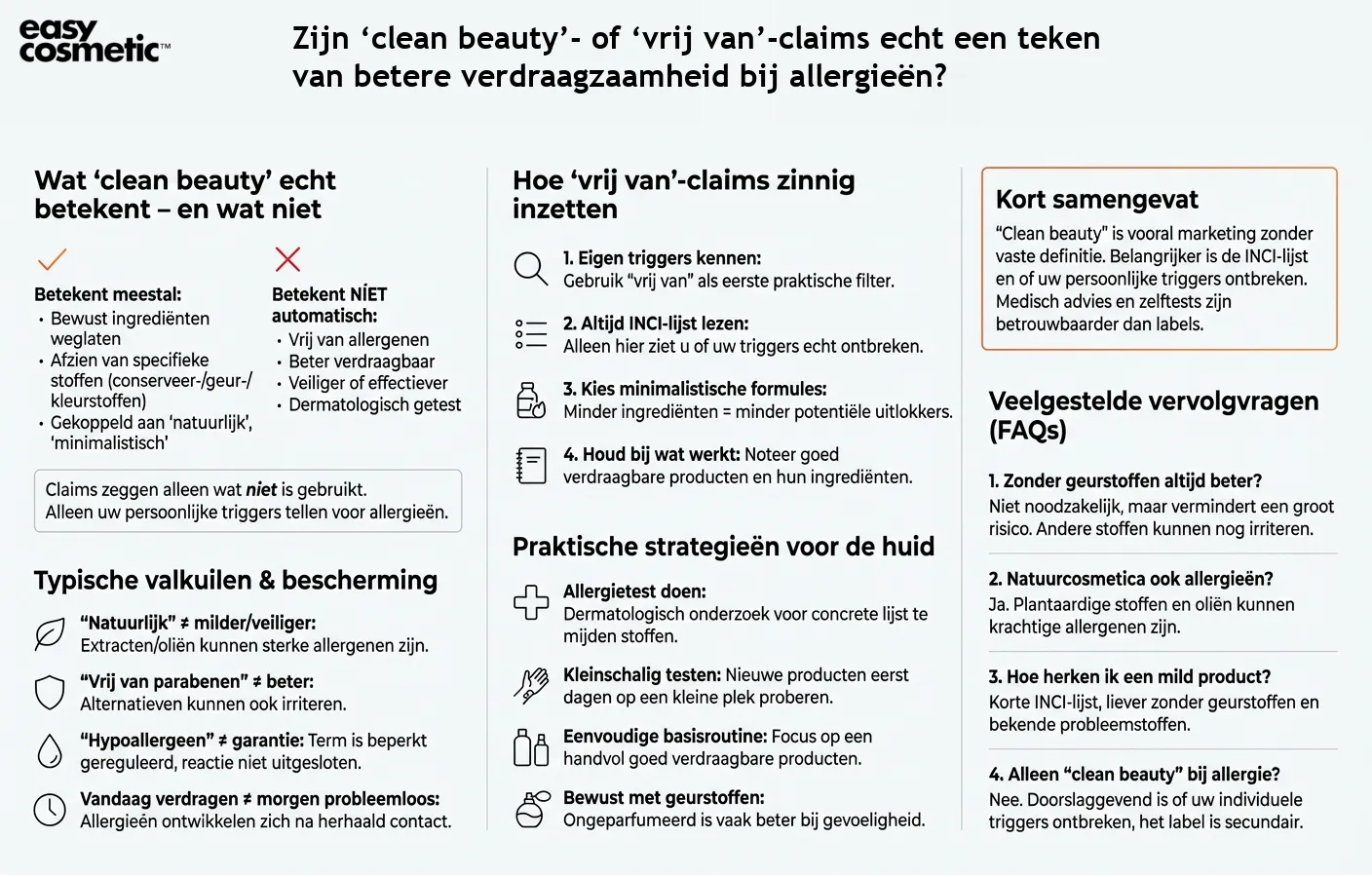 Zijn ‘clean beauty’- of ‘vrij van’-claims echt een teken van betere verdraagzaamheid bij allergieën?