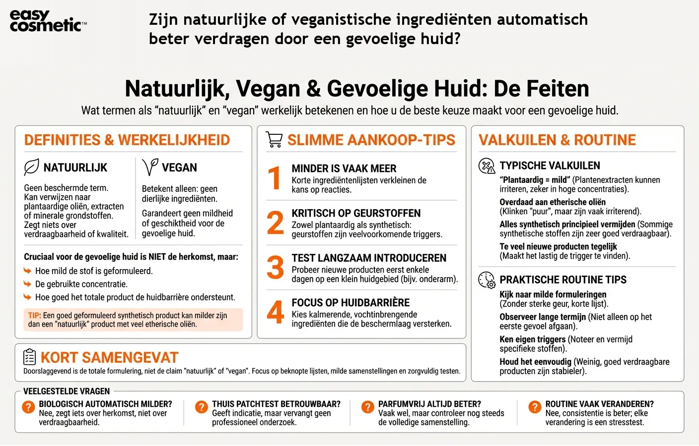 Zijn natuurlijke of veganistische ingrediënten automatisch beter verdragen door een gevoelige huid?