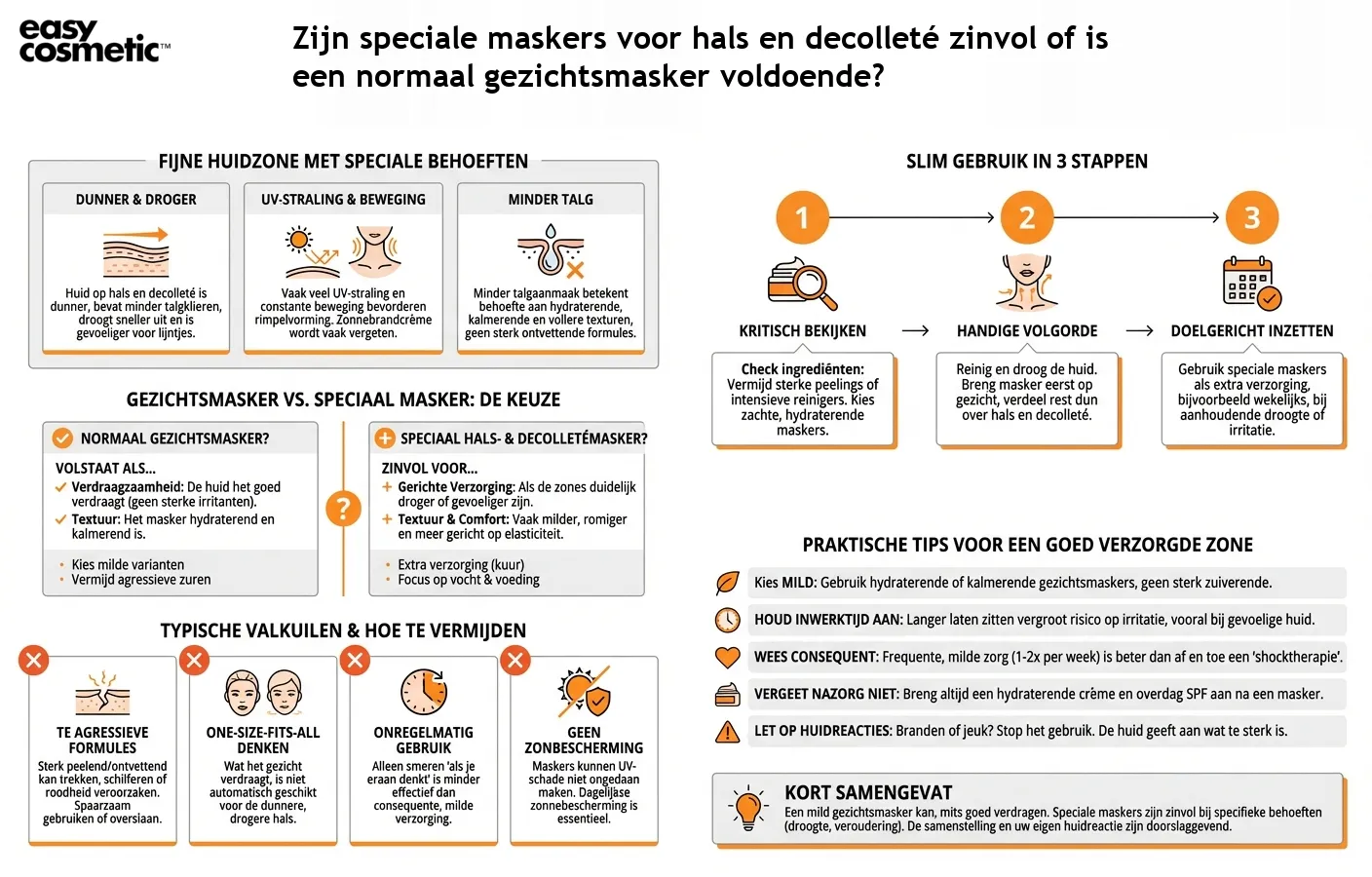 Zijn speciale maskers voor hals en decolleté zinvol of is een normaal gezichtsmasker voldoende?